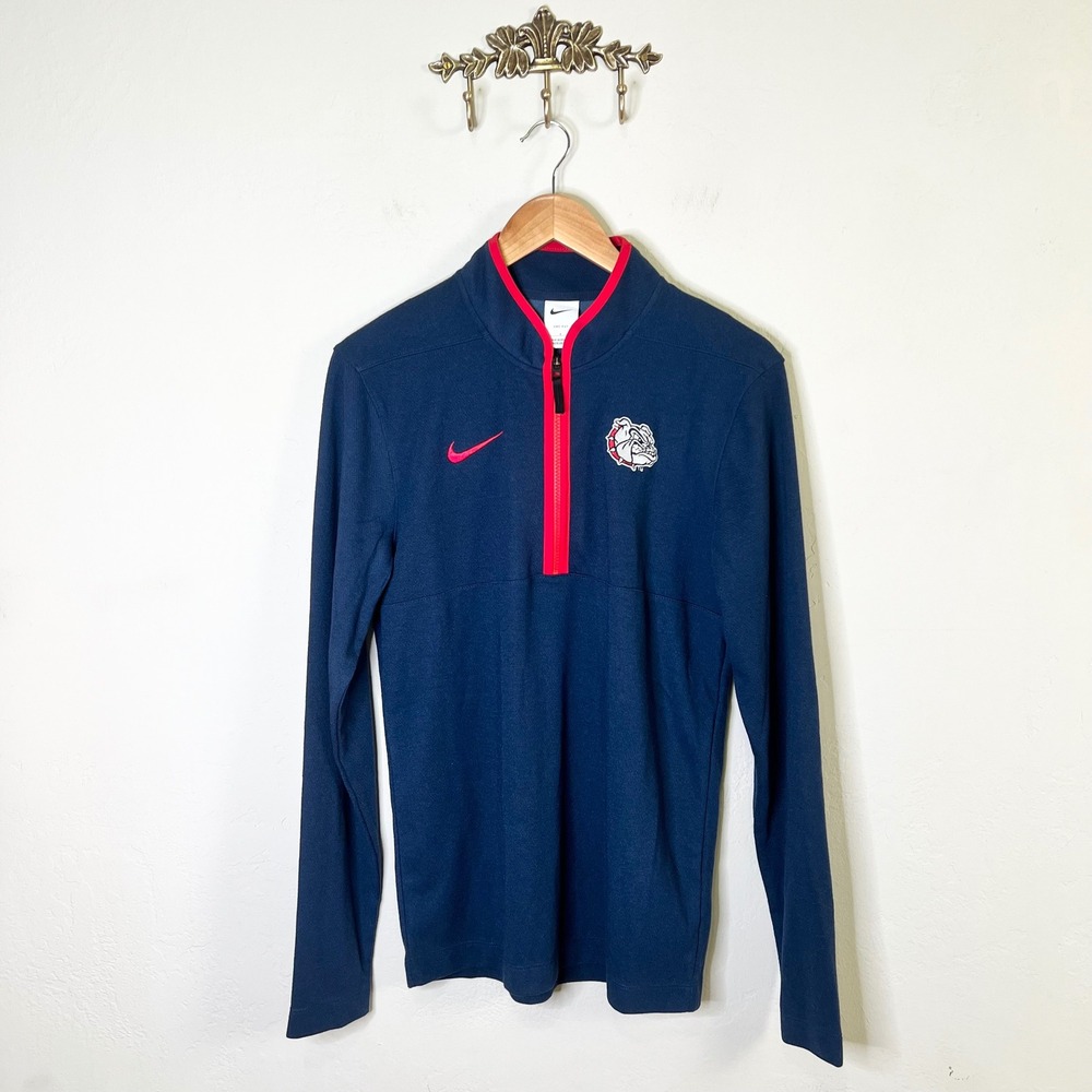 Gonzaga Nike Pullover Dri-Fit Victory Quarter Zip Mens Size Small Navy Red New